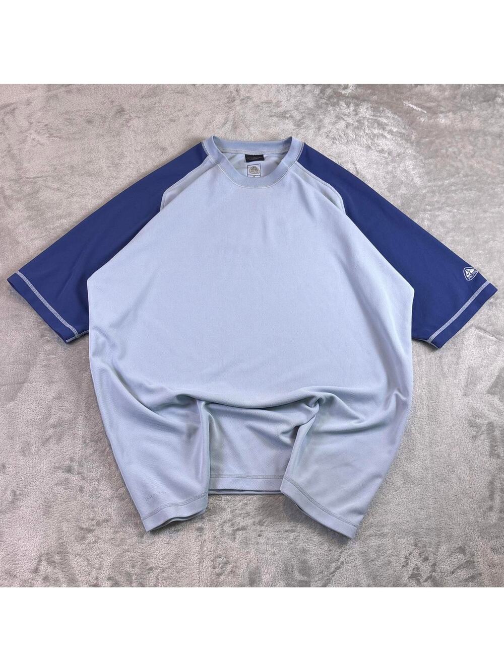 Vintage Y2K Nike ACG Dri-FIT Mesh Athletic Shirt Blue Made In Taiwan Mens L